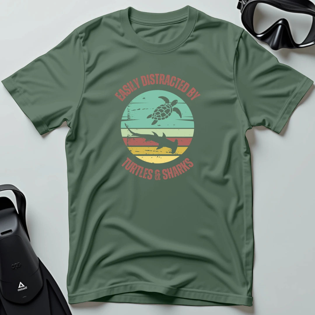 Easily Distracted by Turtles & Sharks T-shirt
