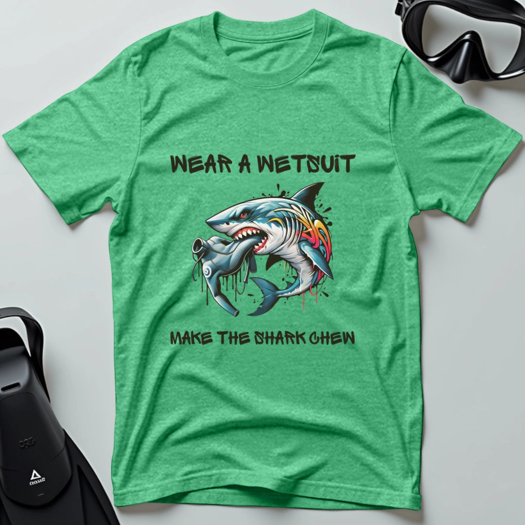 Wear a wetsuit shark 1st dive T-shirt