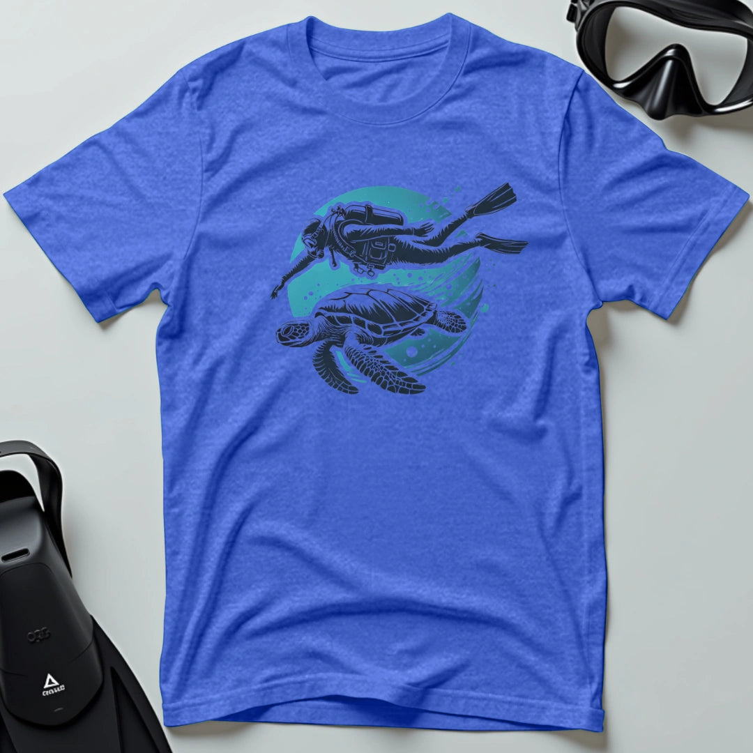 Diver Swimming With Turtle T-shirt