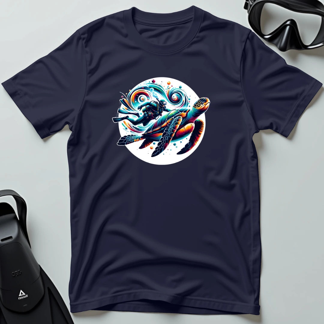 Diver Swimming With Turtle 3rd Dive T-shirt