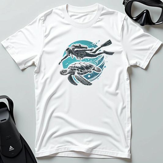 Diver Swimming With Turtle T-shirt