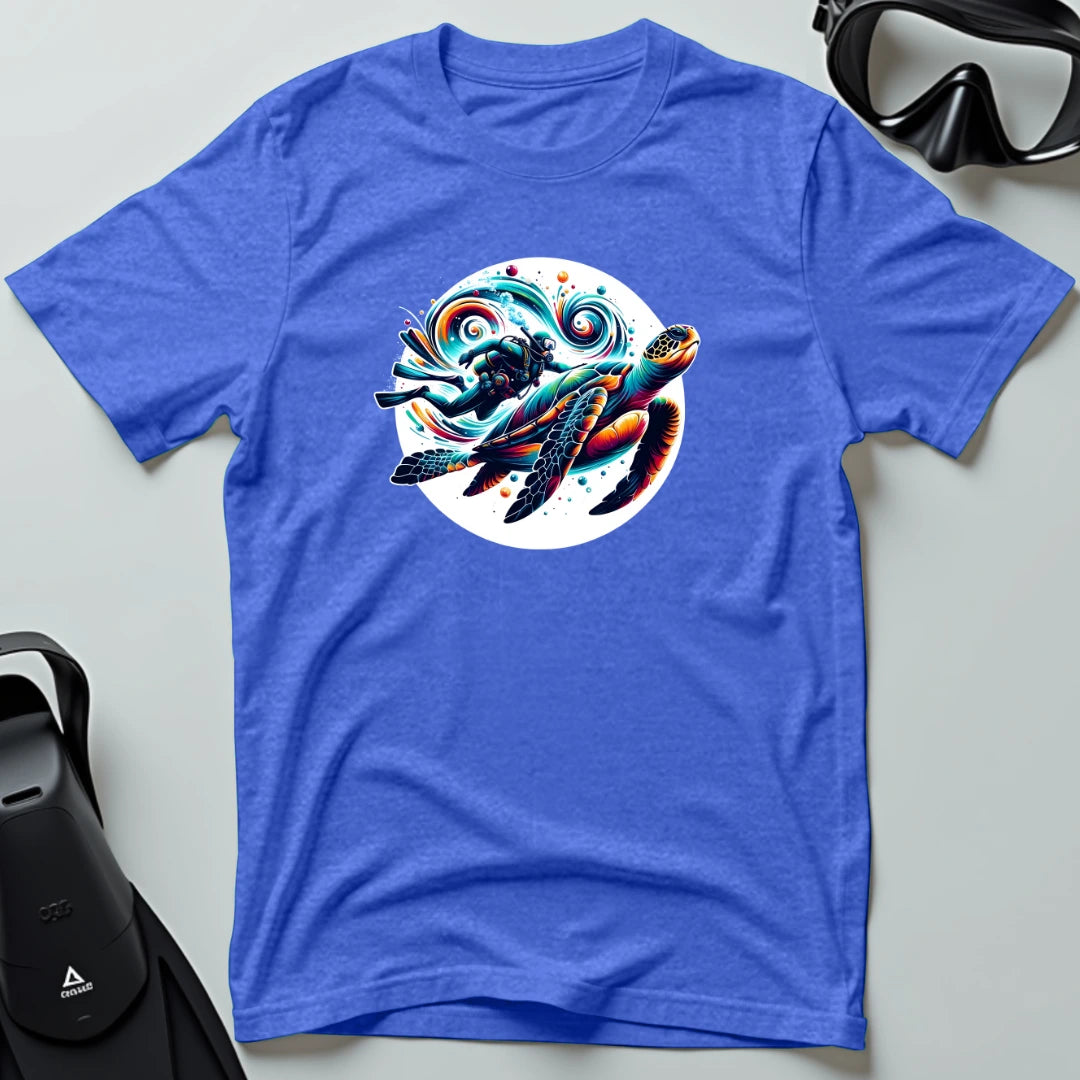 Diver Swimming With Turtle 3rd Dive T-shirt