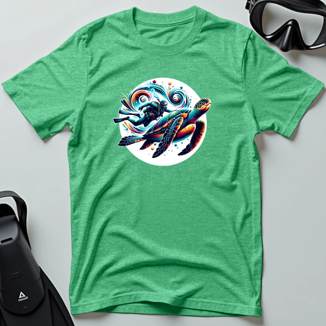Diver Swimming With Turtle 3rd Dive T-shirt
