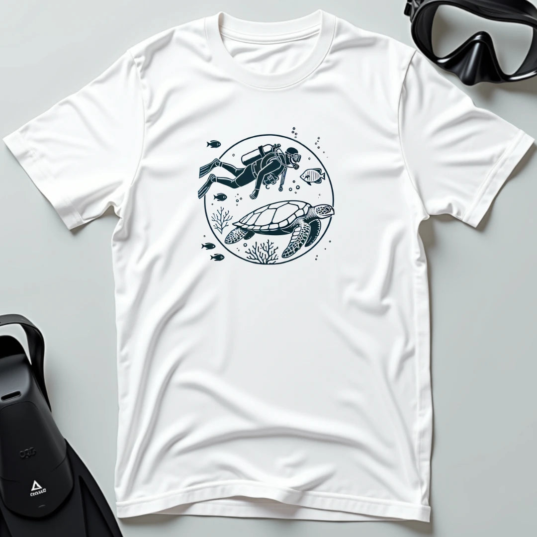Diver Swimming With Turtle 2nd Dive T-shirt