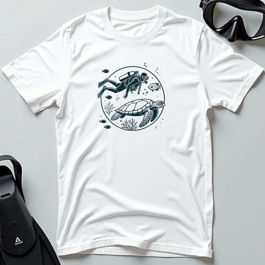 Diver Swimming With Turtle 2nd Dive T-shirt