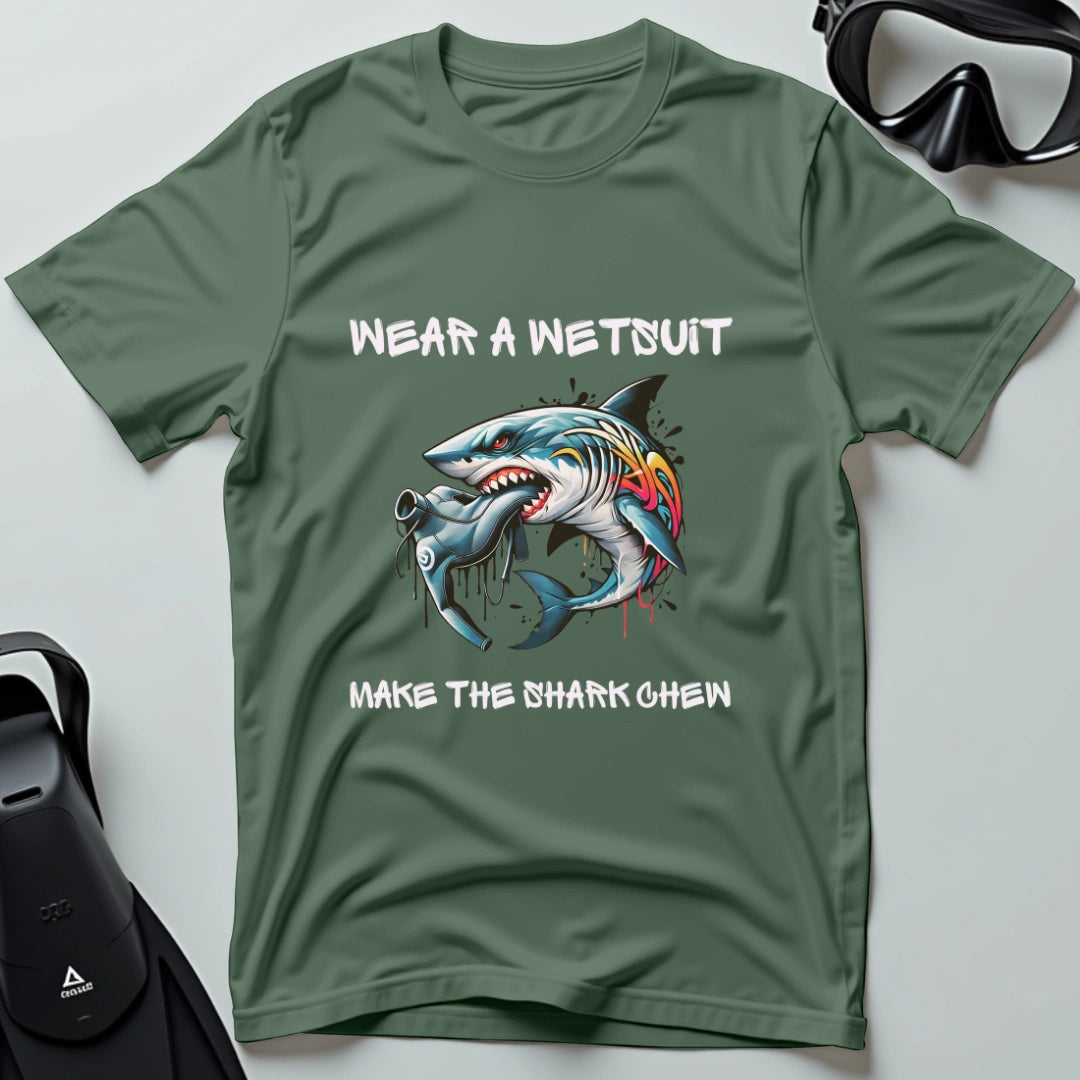 Wear a wetsuit shark 1st dive T-shirt