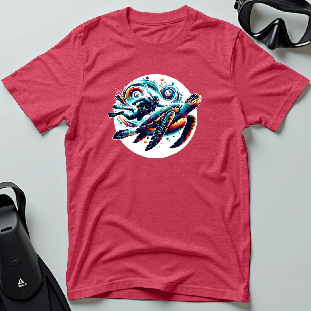 Diver Swimming With Turtle 3rd Dive T-shirt