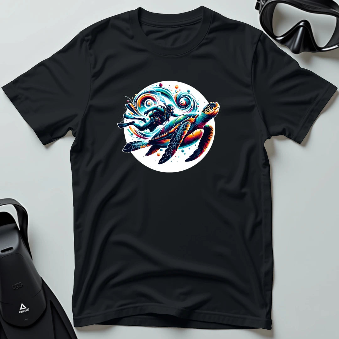 Diver Swimming With Turtle 3rd Dive T-shirt