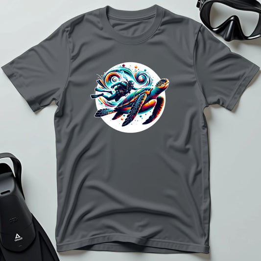 Diver Swimming With Turtle 3rd Dive T-shirt