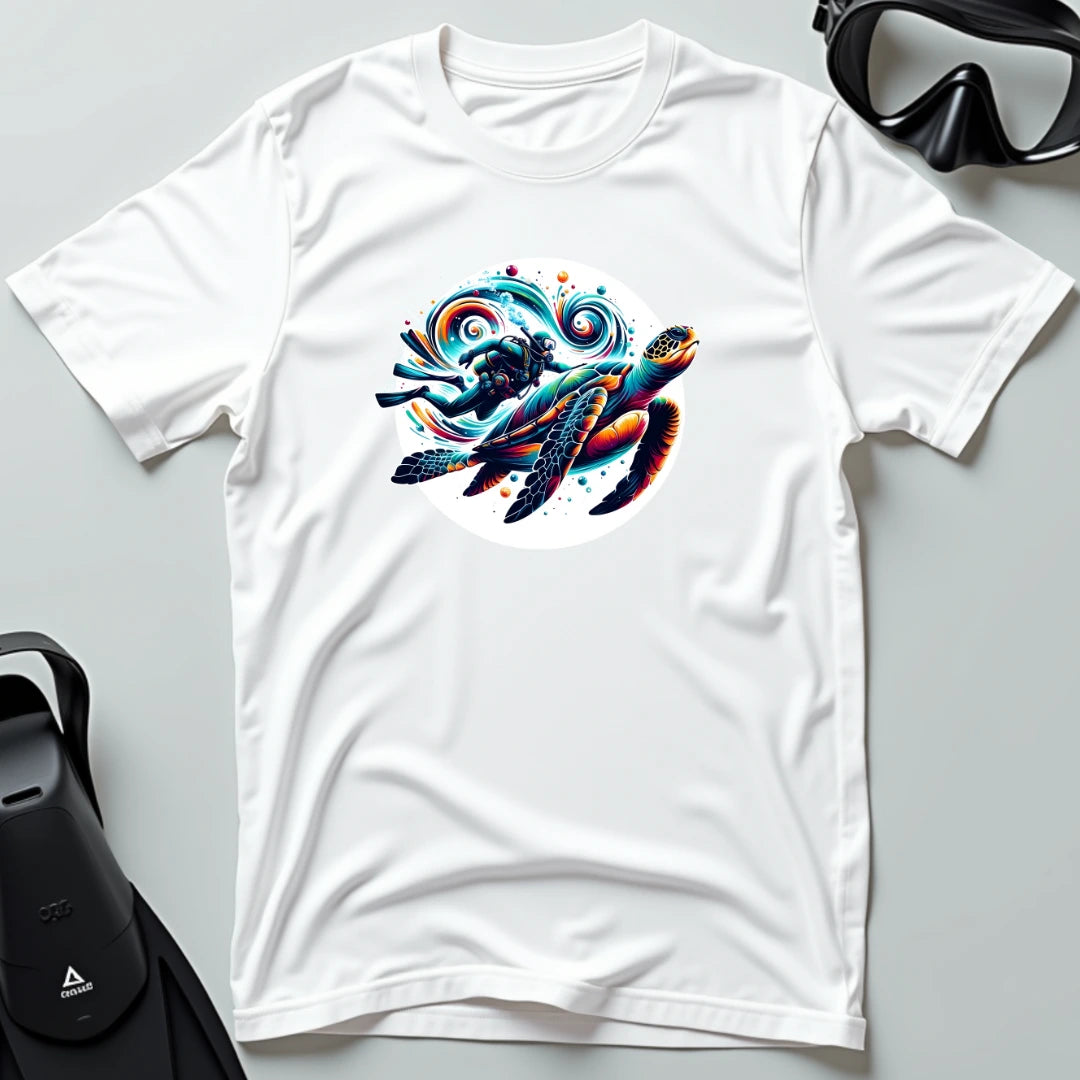Diver Swimming With Turtle 3rd Dive T-shirt