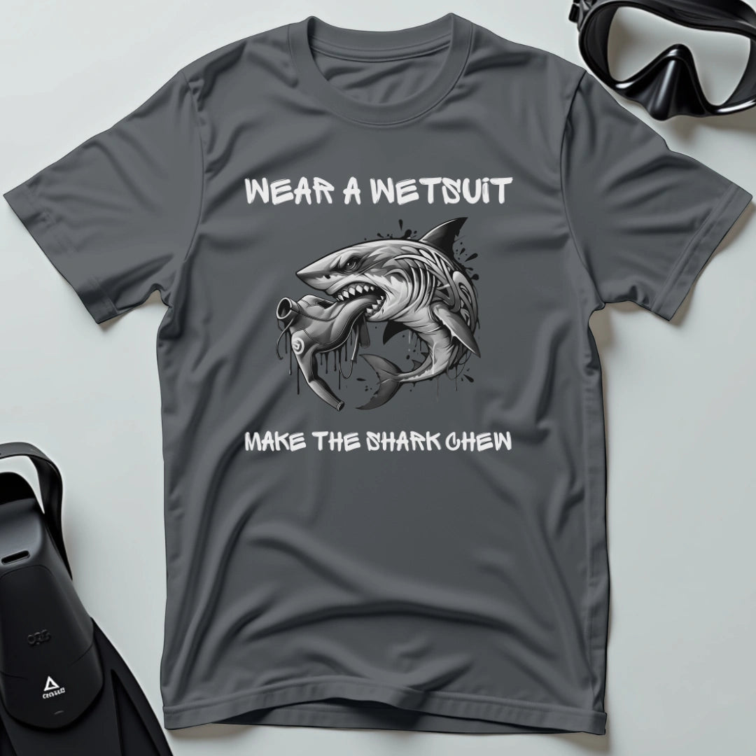 Wear a wetsuit  shark 2nd dive T-shirt